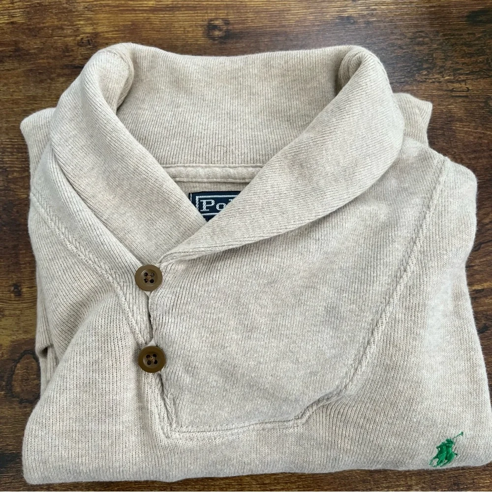 Polo Ralph Lauren Cream Shawl Collar Sweater Mens‎ Small